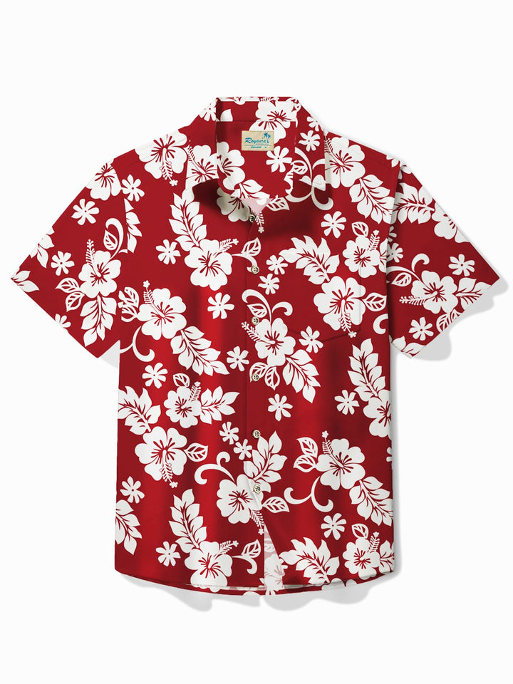 Camisa de campamento de secado rápido con bolsillo y diseño de plumeria hawaiana para hombre de Alohadaddy Holiday Beach, color rojo, talla grande