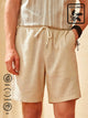 Men's Khaki Cotton Linen Casual Shorts Beach Breathable Vacation Plus Size Pants