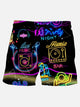 Music Neon DJ Men's Hawaiian Beach Shorts Stretch Quick Dry Plus Size Shorts