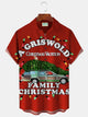 Alohadaddy Vintage Christmas Holiday Red Men's Shirt Truck Christmas Tree Cartoon Art Light Pocket Camp Shirt Big Tall