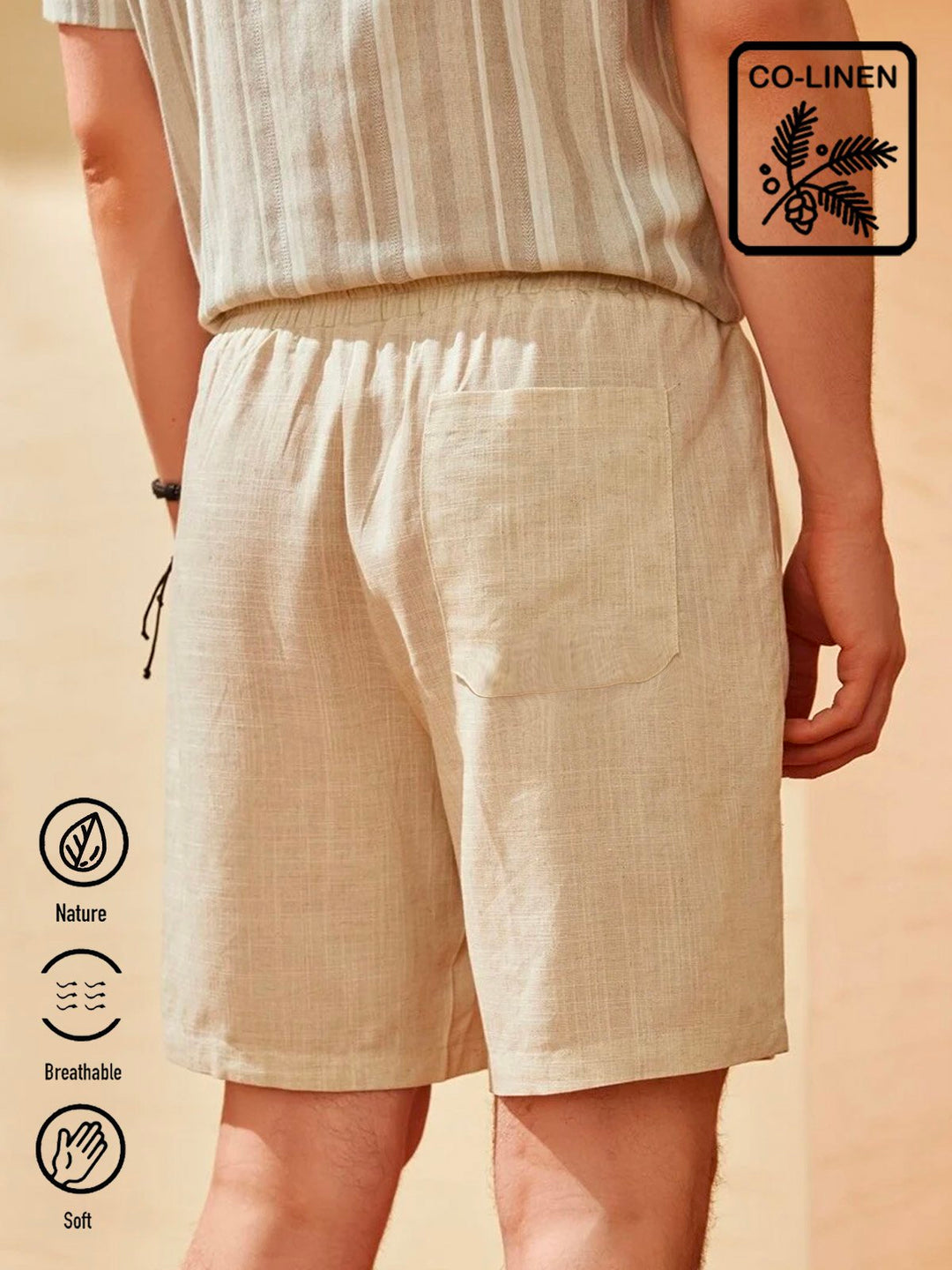 Pantalones cortos casuales de lino y algodón de color caqui para hombre, pantalones de playa transpirables para vacaciones, de talla grande