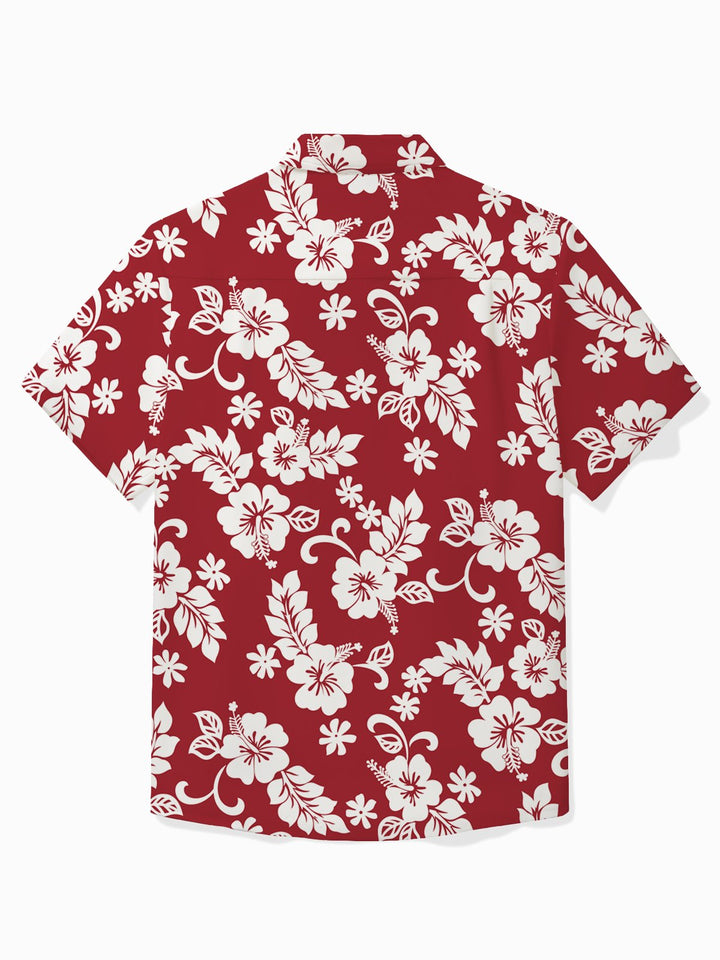 Camisa de campamento de secado rápido con bolsillo y diseño de plumeria hawaiana para hombre de Alohadaddy Holiday Beach, color rojo, talla grande