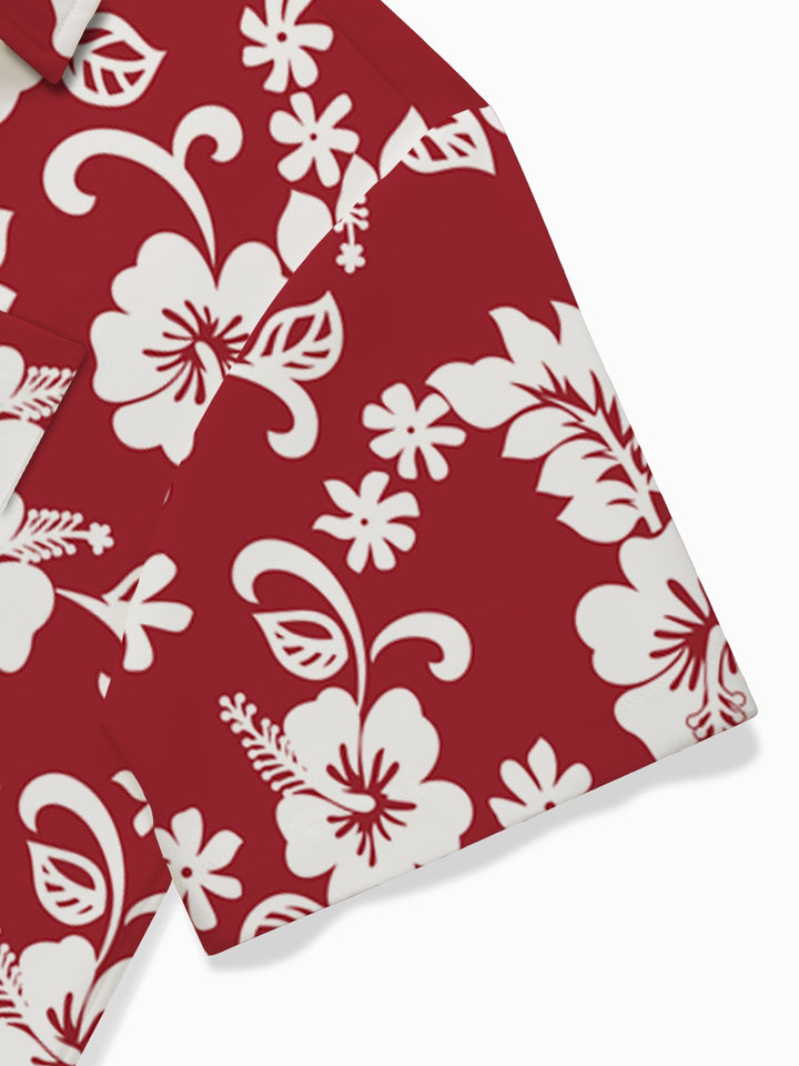 Camisa de campamento de secado rápido con bolsillo y diseño de plumeria hawaiana para hombre de Alohadaddy Holiday Beach, color rojo, talla grande
