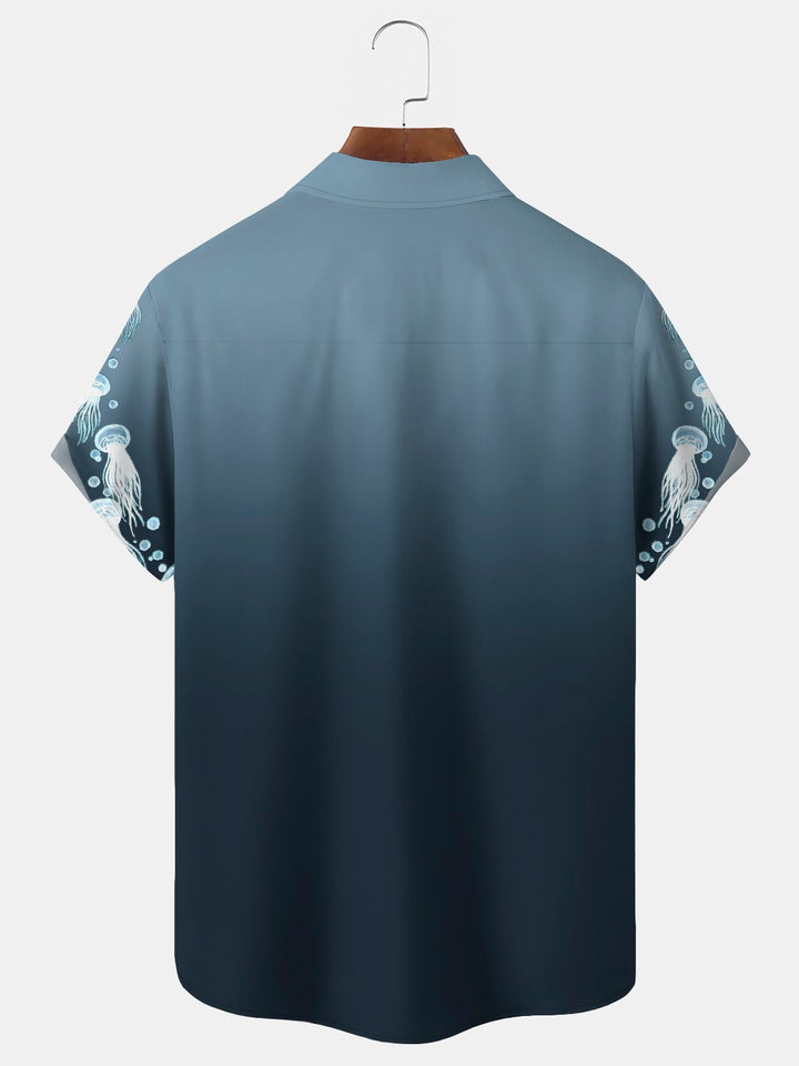 Chemise Aloha grande taille à imprimé ombré de méduses océaniques Alohadaddy pour homme