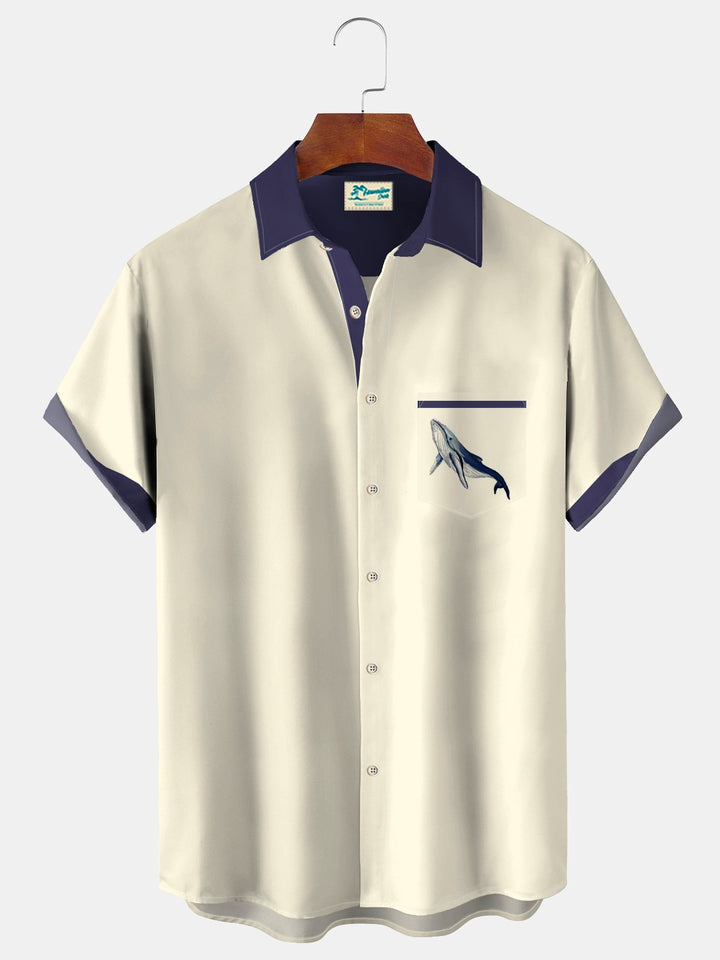 Alohadaddy  Cotton Linen Coconut Whale Basics Casual Print Men&