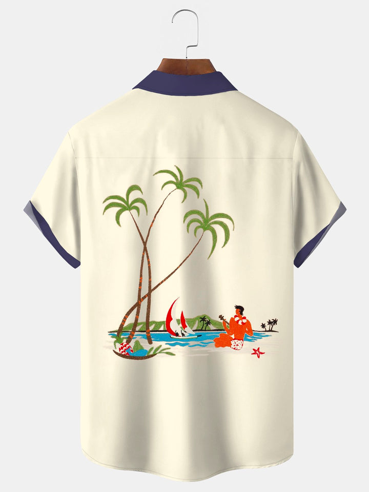 Alohadaddy  Cotton Linen Coconut Whale Basics Casual Print Men&