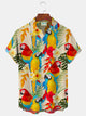Alohadaddy Parrot Plant Print Men's Vacation Hawaii Big And Tall Aloha Shirt