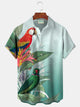 Alohadaddy Parrot Ombre Tropical Leaf Print Men's Vacation Hawaii Big And Tall Aloha Shirt