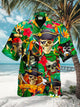 Alohadaddy Camp Collar Pirate Skull Print Men's Vacation Hawaiian Big And Tall Aloha Shirt