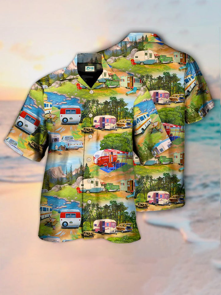 Alohadaddy Camp Collar Camping Van Print Men&