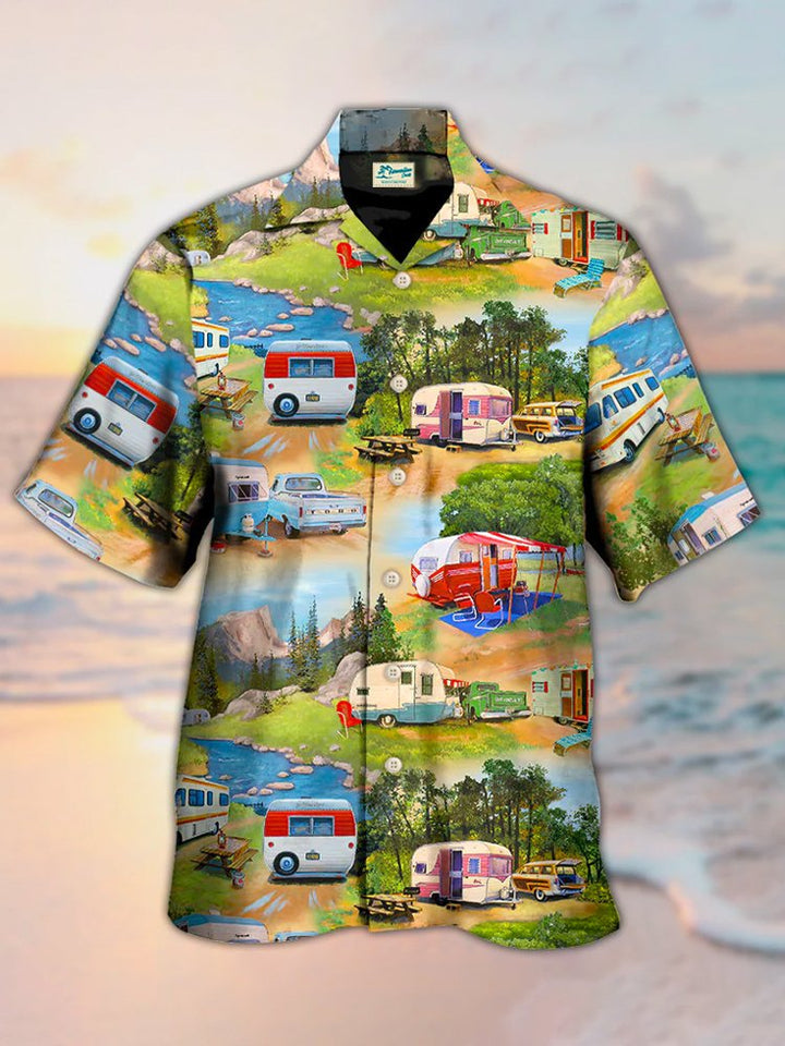 Alohadaddy Camp Collar Camping Van Print Men&