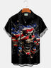 Alohadaddy Pocket American Flag Independence Day Skull 4th July Print Men's Big And Tall Shirt