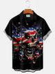 Alohadaddy Pocket American Flag Independence Day Skull 4th July Print Men's Big And Tall Shirt