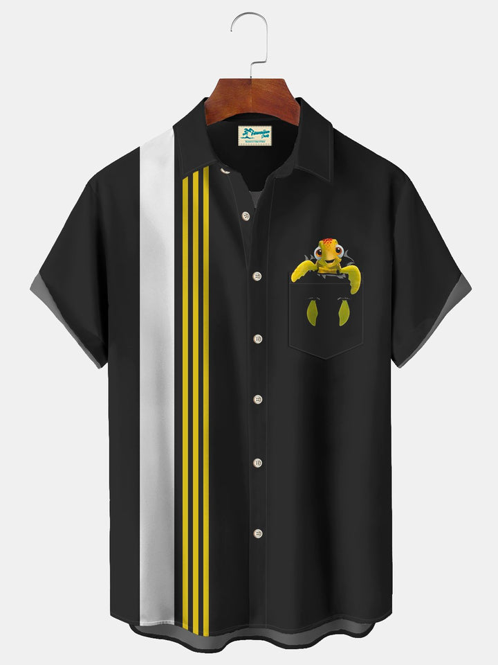 Alohadaddy Vintage Bowling Funny Turtle Print Beach Men&