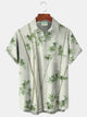Alohadaddy Bamboo Plant Print Beach Men's Hawaiian Big&Tall Short Sleeve Shirt With Pocket