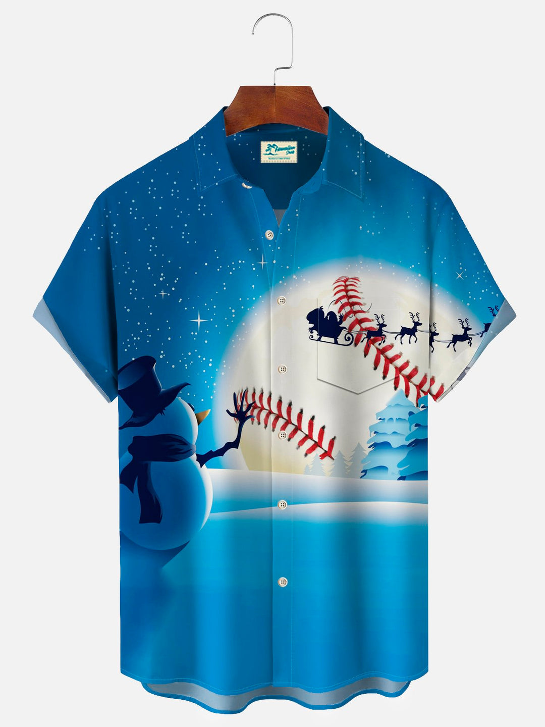 Alohadaddy Christmas Holiday Baseball Snowman Blue Men&