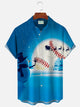 Camisa hawaiana elástica para hombre azul con diseño de muñeco de nieve y béisbol navideño de Alohadaddy, camisa de bolsillo para campamento Aloha, talla grande