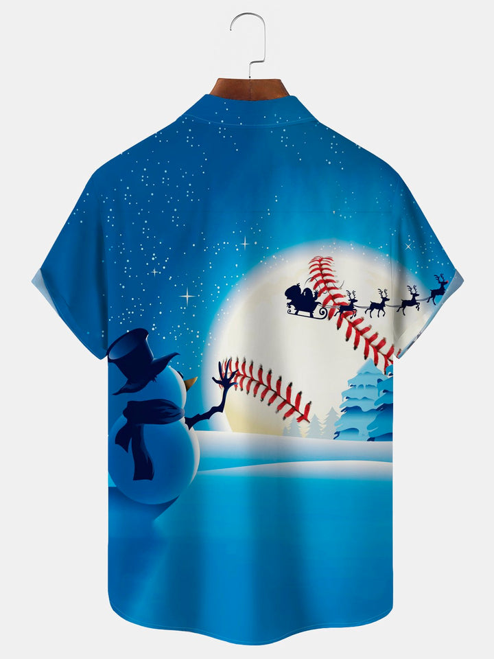 Alohadaddy Christmas Holiday Baseball Snowman Blue Men&
