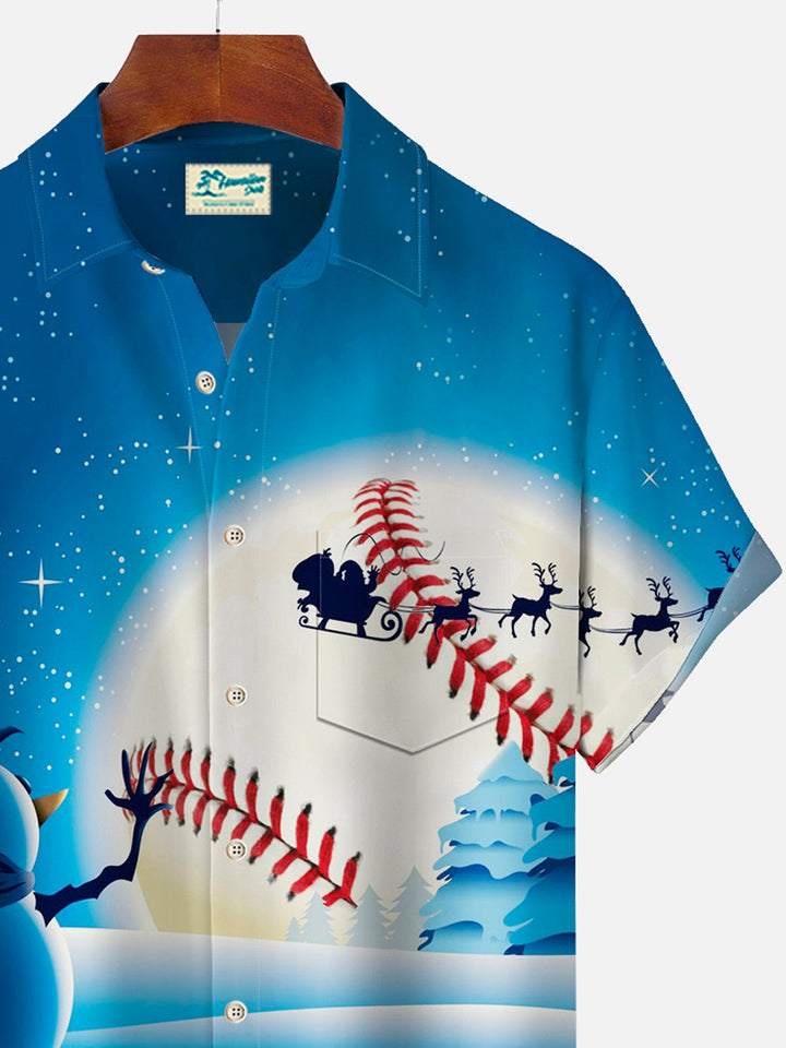 Alohadaddy Christmas Holiday Baseball Snowman Blue Men&
