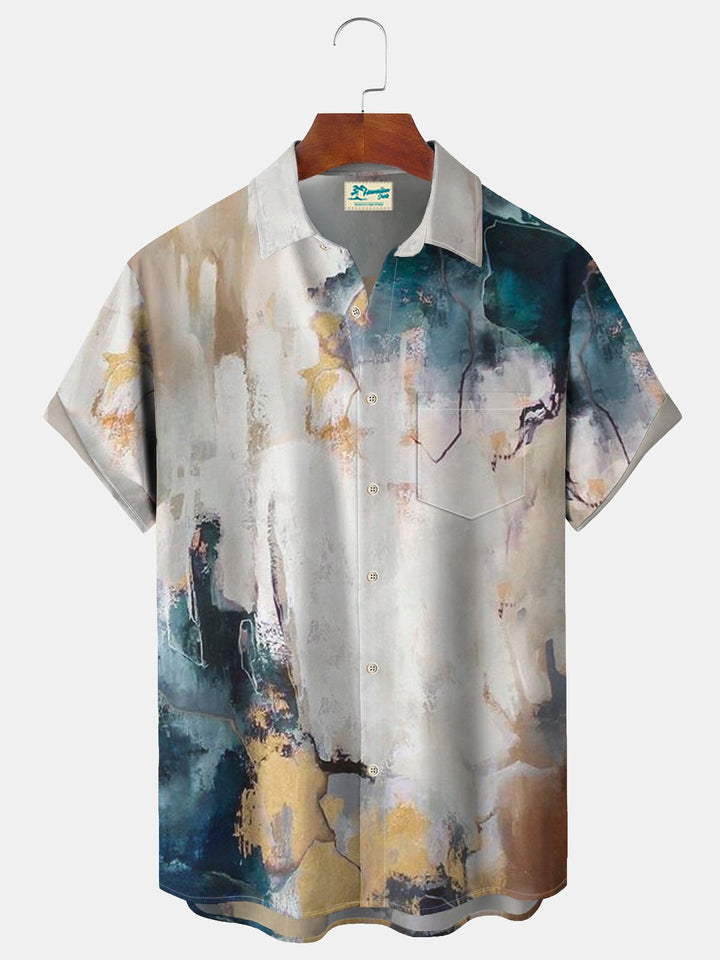 Alohadaddy Vintage Art Textured Marble Print Beach Men&
