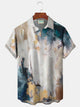 Alohadaddy Vintage Art Textured Marble Print Beach Men's Hawaiian Oversized Shirt with Pockets