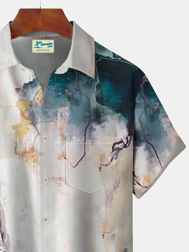 Alohadaddy Vintage Art Textured Marble Print Beach Men&