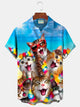 Alohadaddy Vacation Funny Cats Print Beach Men's Hawaiian Oversized Shirt With Pocket