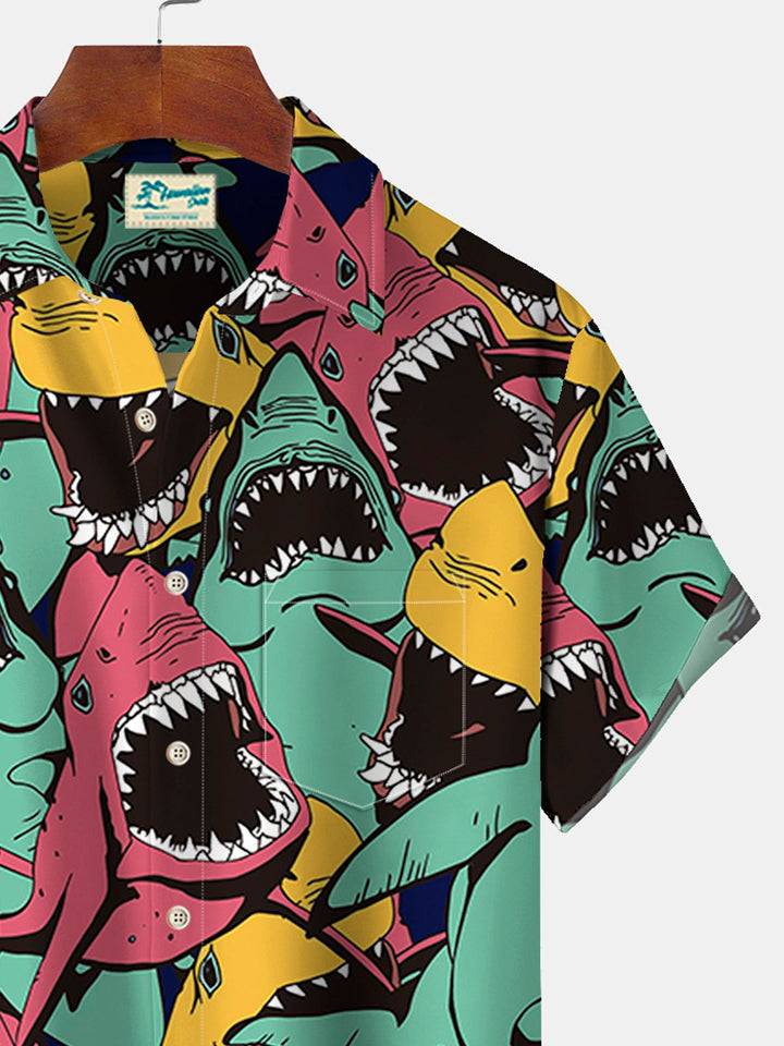 Alohadaddy Shark Print Beach Men&
