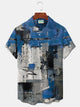 Alohadaddy Art Textures Print Beach Men's Hawaiian Oversized Shirt With Pocket