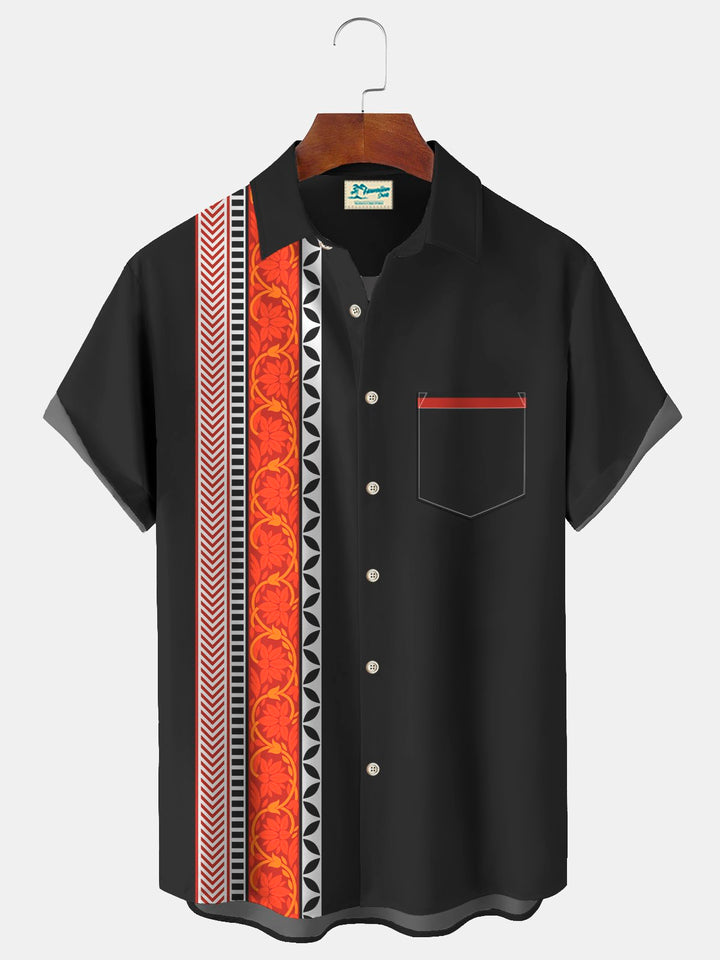 Alohadaddy Vintage Bowling Ethnic Print Beach Men&