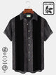 Alohadaddy 50's VIntage Art Men's Bowling Shirts Stretch BIg SIze Cotton Linen Blend Camp Shirts