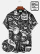 Alohadaddy 50’s Retro Rock & Roll Dark Gray Men's Rock & Roll Shirts Stretch Plus Size Wrinkle Free Seersucker Pocket Camp Button Shirts