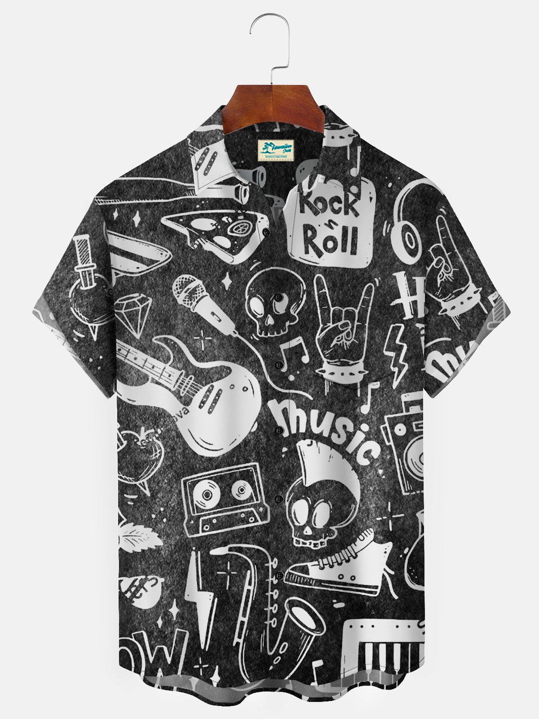Camisas de rock and roll retro de los años 50 de Alohadaddy, color gris oscuro, para hombre, de rock and roll, elásticas, de talla grande, sin arrugas, con bolsillos de seersucker, camisas de campamento con botones