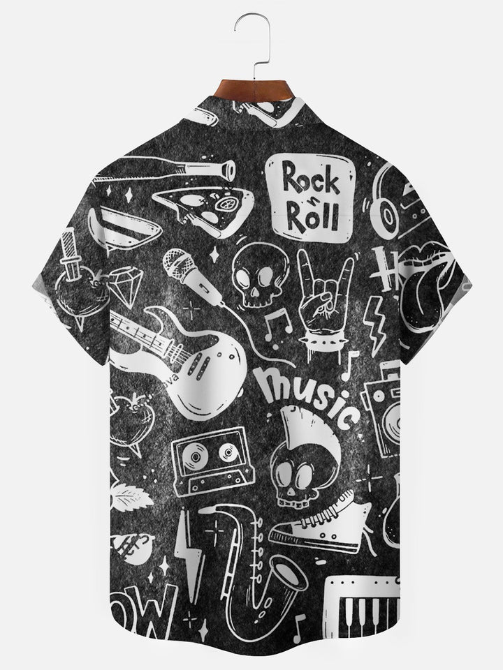 Camisas de rock and roll retro de los años 50 de Alohadaddy, color gris oscuro, para hombre, de rock and roll, elásticas, de talla grande, sin arrugas, con bolsillos de seersucker, camisas de campamento con botones