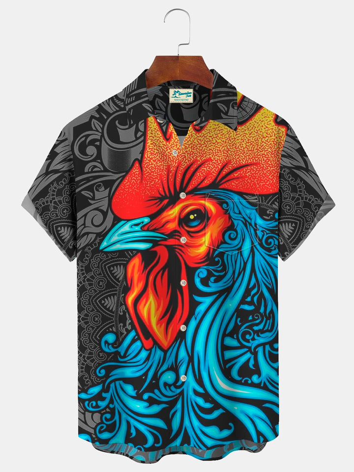 Alohadaddy Rooster Print Beach Men&