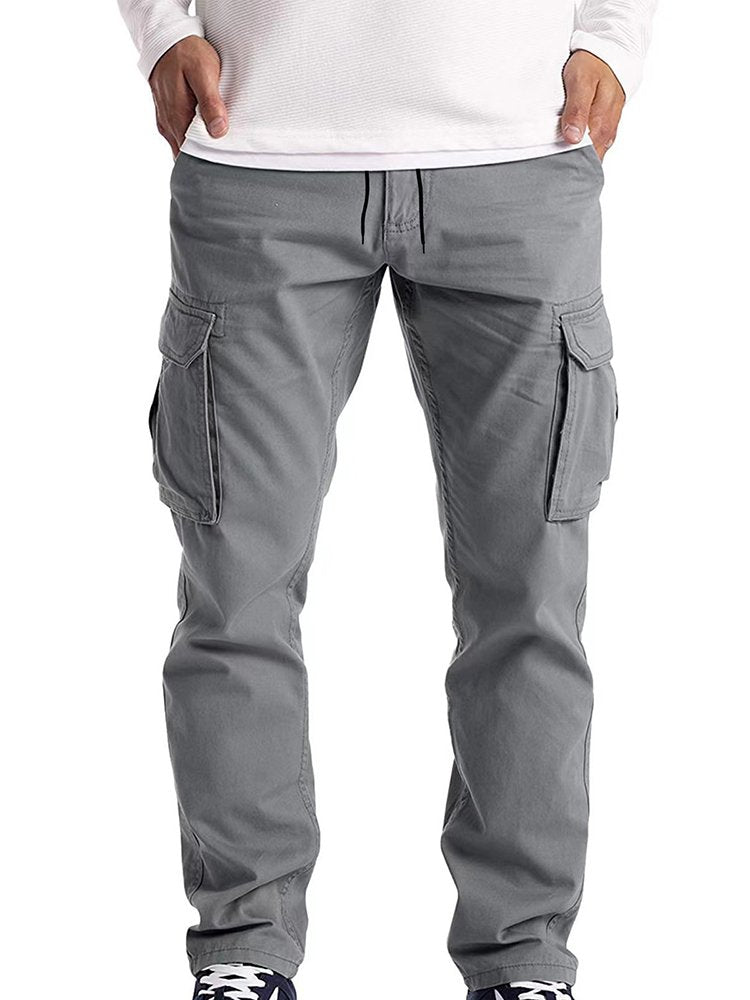 Pantalones cargo casuales de algodón para hombre, pantalones holgados de pierna recta
