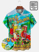 5 O'clock in Paradise Fun Casual Men's Hawaiian Shirts Wrinkle Free Seersucker Plus Size Beach Holiday Shirts