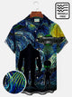 Camisas hawaianas azules para hombre Alohadaddy Mysterious Animals Bigfoot y ET, con diseño artístico, elásticas, sin arrugas, de seersucker, con bolsillos para campamento Aloha