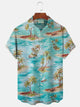 Alohadaddy Hawaiian Floral Wave Print Men's Button Pocket Shirt