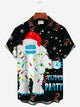 Alohadaddy Mystery Yeti Christmas Black Men's Hawaiian Shirts Stretch Oversized Funny Fun Aloha Pocket Camp Button Shirts