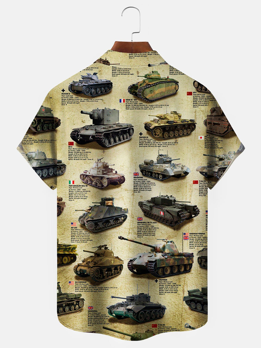 Alohadaddy Vintage WWII Tank Art Poster White Men&