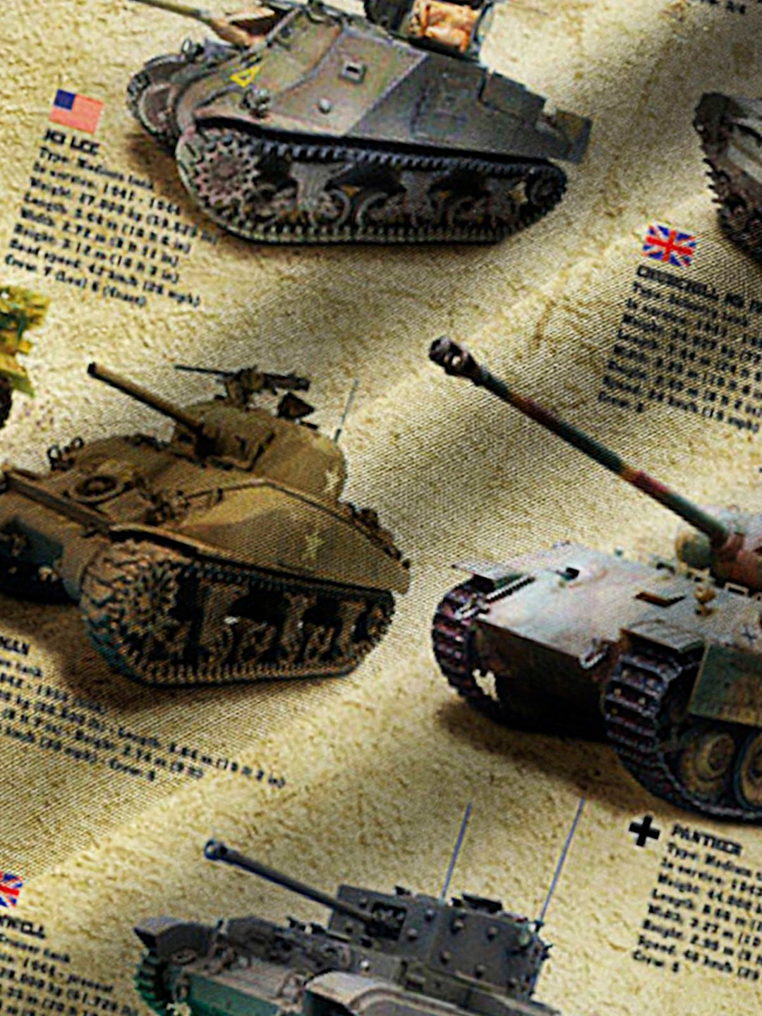 Alohadaddy Vintage WWII Tank Art Poster White Men&