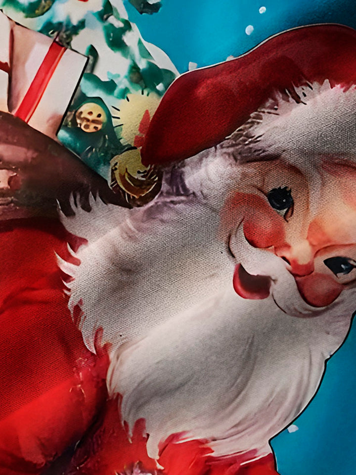 Camisas hawaianas azules navideñas para hombre de Alohadaddy, elásticas, de fácil cuidado, con bolsillos y dibujos animados de Papá Noel, tallas grandes