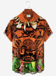 Camisas hawaianas para hombre de color naranja con estampado de películas retro de Alohadaddy, camisas con botones y bolsillos de campamento Aloha de gran tamaño y elásticas con dibujos de homínidos