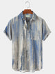 Men's Textured Gradient Casual Hawaiian Short Sleeve Seersucker Wrinkle Free Shirt