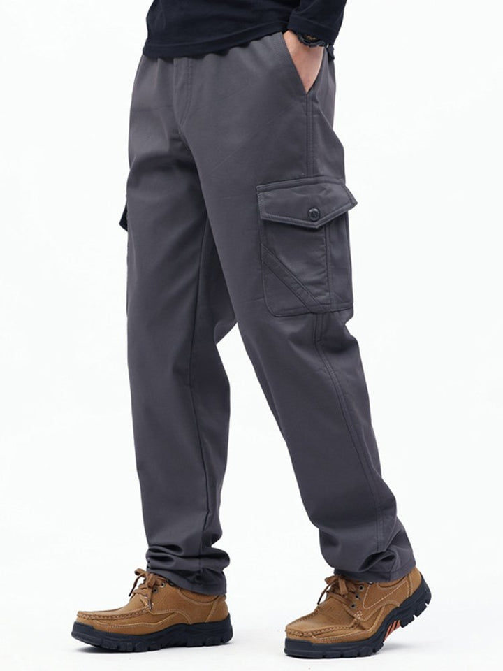 Pantalones de trabajo de algodón puro para hombre, informales, de talla grande, holgados, lavados, de pierna recta