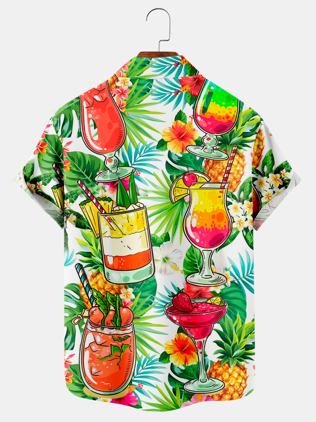 Chemise hawaïenne surdimensionnée à imprimé feuilles de plantes hawaïennes Alohadaddy avec poche poitrine et imprimé cocktail