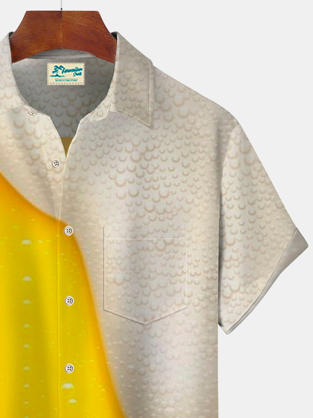 Camisa hawaiana de manga corta extragrande con bolsillos y estampado de cerveza Alohadaddy para hombre