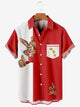 Men's Casual Simple The Easter Bunny Print Short Sleeve Bowling Shirt