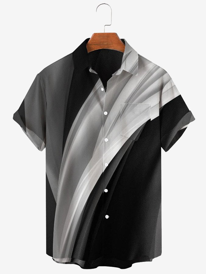 Camisa con diseño creativo, psicodélico, romántico, abstracto y con bolsillos para hombre
